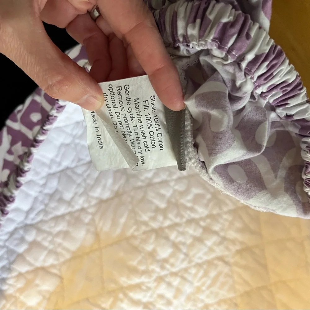 Purple and White Geometric Bassinet cover.